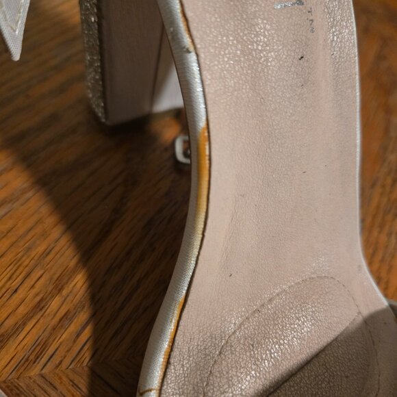 Sparkly Minimalist Ankle Strap Block Heel Sandals from David Bridal - Picture 8 of 9